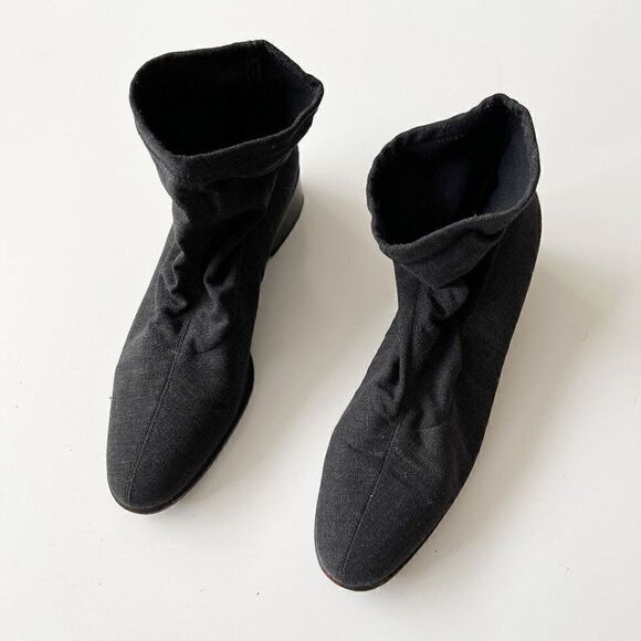Vintage Slouchy Artsy Ankle Boots Minimalist Chic Gray Textile Booties Size 9 - Picture 2 of 10